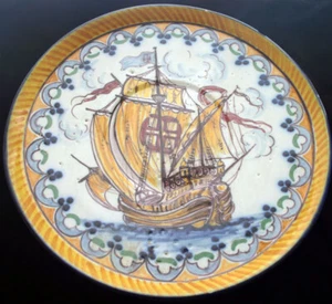 Sant’ Anna Pottery Galleon Plate 1944 Portugal - Picture 1 of 7