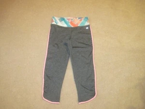 GAP GIRLS CROPPED LEGGINGS, GAP FIT, 10-11, GRAY W/ COLORFUL WAISTBAND,ZIP POCKT - Picture 1 of 3