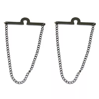 2 PCS Men Plain Silver Gold Tie Chain Wedding Party Necktie Accessories ZF012A  - Image 1 of 4