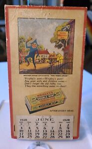 Vintage 1928 WRIGLEY'S Double Mint Chewing Gum 1928 Folding Calendar Ad 12"x3.5"
