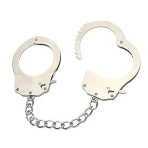 Metal Silver Handcuffs Bondage Accessories BDSM Fancy Dress Cops Robbers - Picture 1 of 5