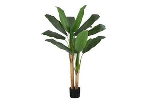 Outdoor Artificial Plants,Faux Fake 55" Tall Banana Tree Green Leaves Potted - Picture 1 of 5