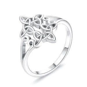 925 Sterling Silver Celtic Knot Ring for Women Eternity Wedding Band Good Luck P - Picture 1 of 7