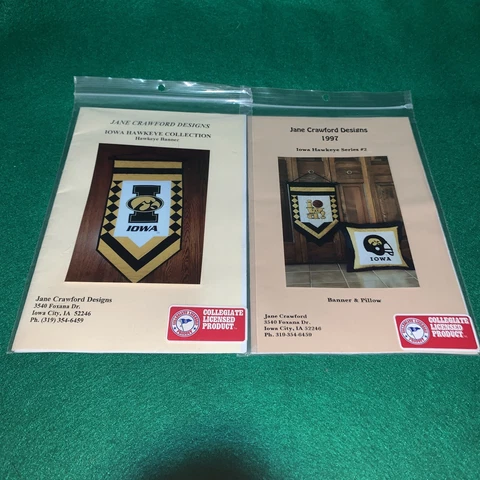 Iowa Hawkeyes Quilted Banner And Pillow Patterns 1990s Jane Crawford Designs NEW Cover