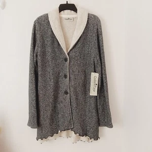 Goddess Gear Woman's Swing Jacket XL Cotton Terry Knit Shawl Collar Sweater Coat - Picture 1 of 10