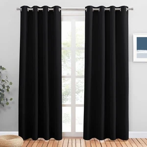 Black Blackout Curtains Extra Long 90 Inch Drop for Living Room, - Picture 1 of 5