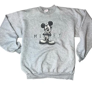 Vintage 90s Disney Store Mickey Mouse gray crewneck sweatshirt adult size large - Picture 1 of 7