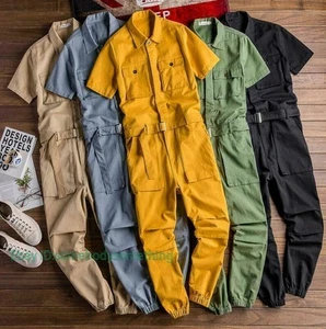 Mens Overalls Short Sleeve Work Wear Boiler Suit overalls Fancy Dress jumpsuits - Picture 1 of 23
