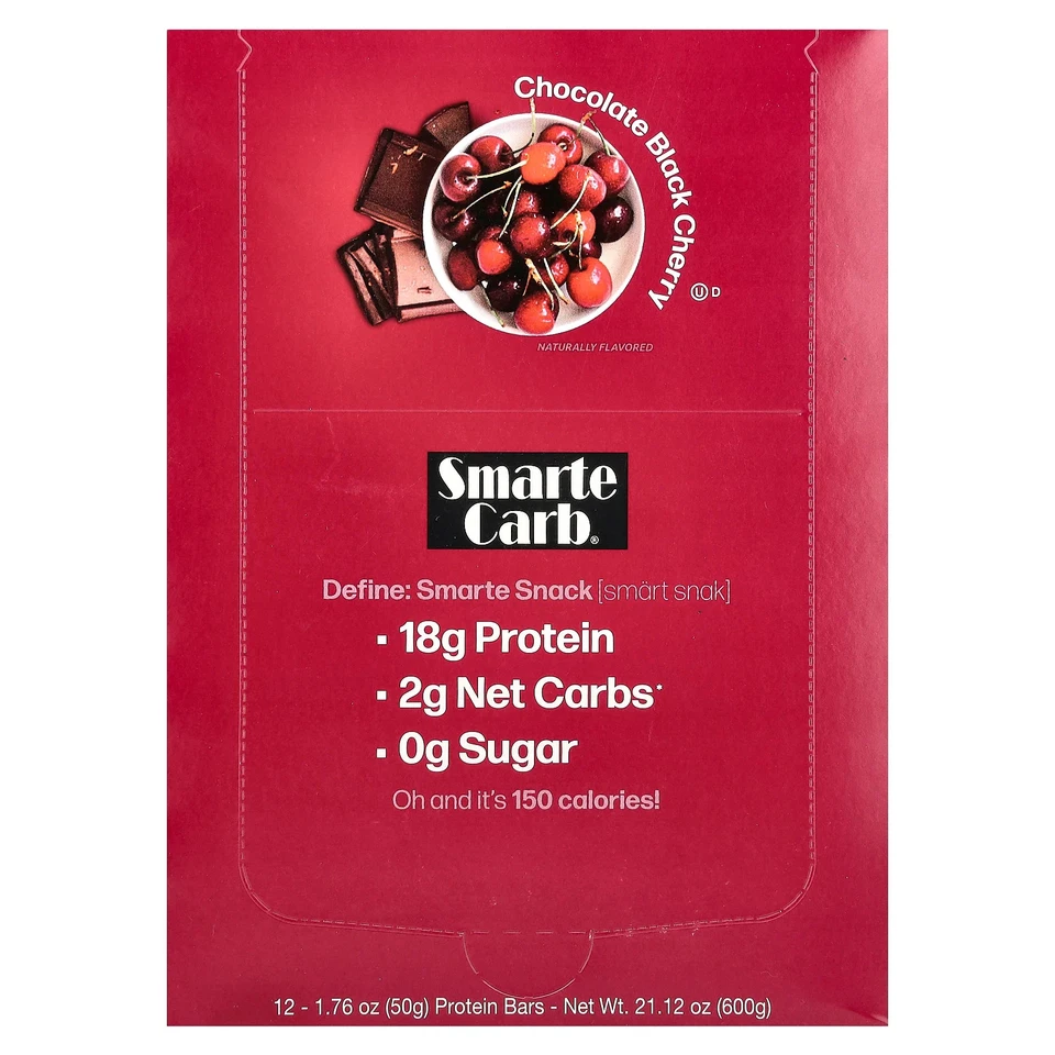 Smarte Carb® Protein Bar, Chocolate Black Cherry, 12 Bars, 1.76 oz (50 g) Each - Image 1 of 4