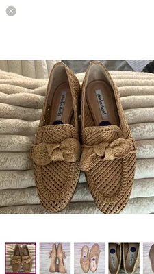 Mocasines Charles David Finitos Tejidos Rafia Pisos con Detalle de Lazo - Talla 8.5M ¡Nuevo! Foto 1 de 4