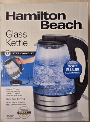 Hervidor de agua eléctrico de vidrio Hamilton Beach 1 litro 1500 W 40865 nuevo Foto 1 de 4