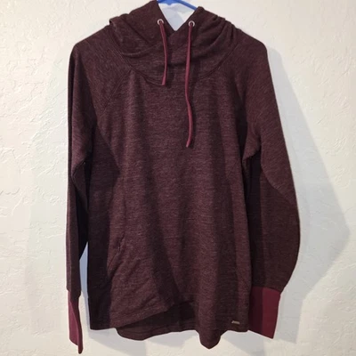 Pulôver Avalanche grande feminino com capuz furos para polegar bolso vermelho com zíper - Imagem 1 de 4