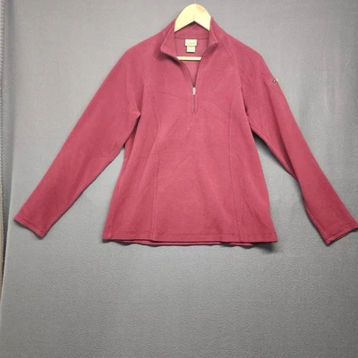 Pullover L.L.Bean Mujer Mediano Frambuesa Polar Cuarto Cremallera Simulado Cuello Bolsillo Foto 1 de 4