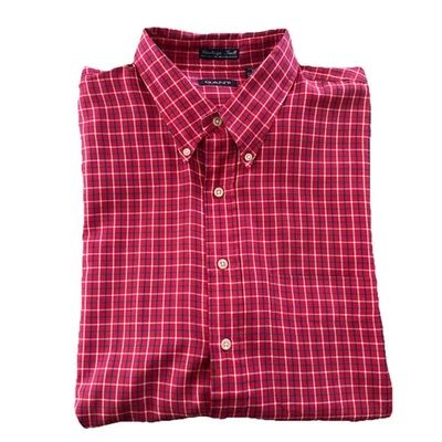 GANT Heritage Twill Men's 2XL Red Hunt Plaid Check Oxford Button Up Short Sleeve - Image 1 of 4