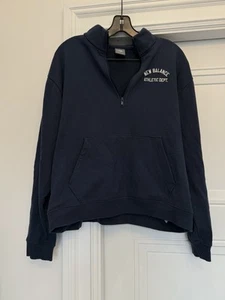 NEW BALANCE WOMENS 1/4 ZIP PULLOVER LARGE ATHLETIC DEPT NAVY WHITE MADE - Picture 1 of 4