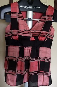 Manoukian New Faux Wrap Blouse,SizeS(160/84A),Side Zip,Coral,Geometric,Polyester - Picture 1 of 8