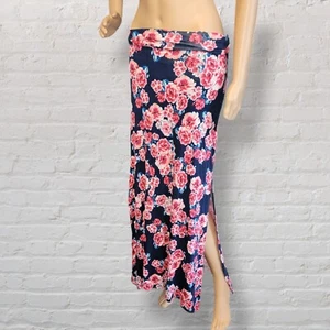 Charlotte Russe Sz Small Maxi Skirt Cottagecore Vivid Floral Slits - Picture 1 of 9