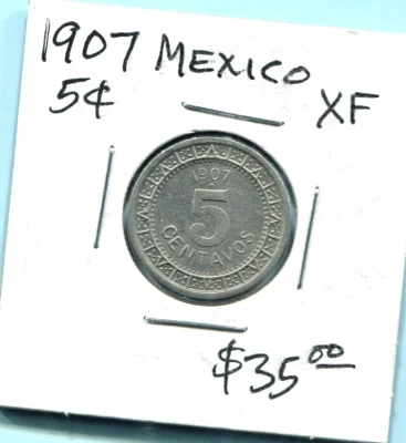 MEXICO - BEAUTIFUL HISTORICAL NICKEL 5 CENTAVOS, 1907, KM# 421 - Image 1 of 2