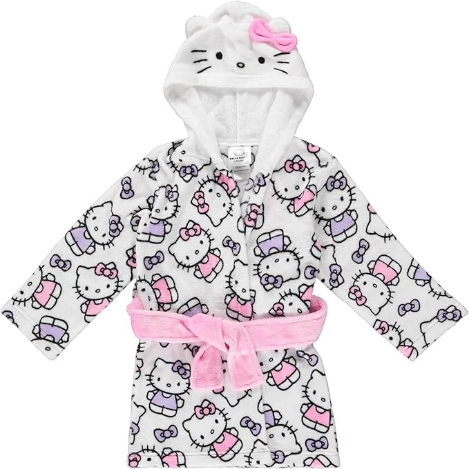 Albornoz Hello Kitty niñas polar niños con capucha felpa niños talla 4 nuevo con etiquetas Foto 1 de 2
