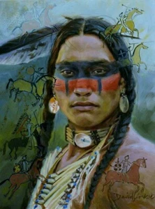 Beliebte bemalte Gesichter - Indianer Krieger individueller Kunstdruck - 2 Größen - Bild 1 von 1