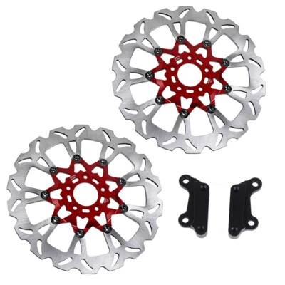 14" Floating Red Front Brake Rotor w/ Caliper Adapter for Harley FXFB/S FXLRS/ST Foto 1 de 4