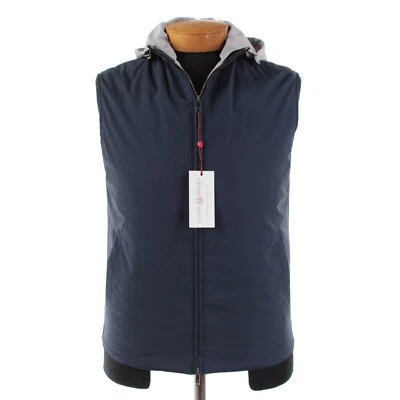 Chaleco con Capucha Luciano Barbera Nuevo con Etiquetas Mezcla de Lana Talla 50 (M EE. UU.) en Azul y Gris Foto 1 de 4