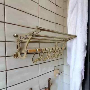Bathroom Luggage Rack Train Wall Mounted Rack vintage Style Hook Rack - Picture 1 of 7