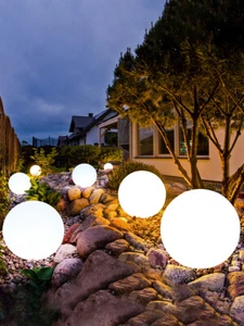 Garden Solar Light IP65 RGB Pathway Ball Spike Lamp Pool Side 30CM 35 CM 40CM - Picture 1 of 29
