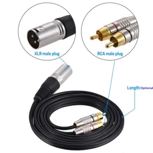 XLR Macho a 2 x Phono Phonos RCA RCA Enchufe Cable Adaptador Cable 0.5M-5M - Imagen 1 de 15