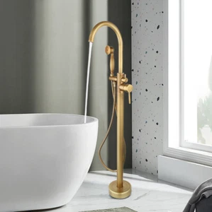 Bad Antik Messing Freistehende Wanne Wasserhahn Handdusche Bodenmontage Mixer Wasserhähne - Bild 1 von 12