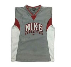 Vintage Y2K Nike Athletics Kids Silver Tag Embroidered Jersey Muscle Shirt 5 - Picture 1 of 4