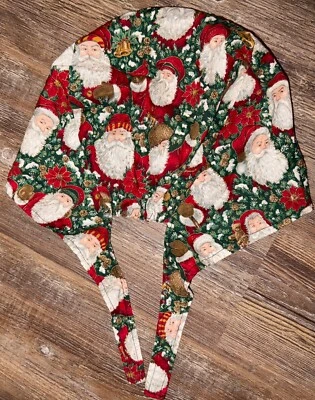 Santa Saint Nick Nicholas Christmas Surgical Head Wrap Medical Cap Uniform Scarf - Image 1 of 4