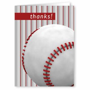 Baseball Thank You Note Card Set - 4 1/4 x 5 1/2 in. 10 Boxed Note Cards- B14069