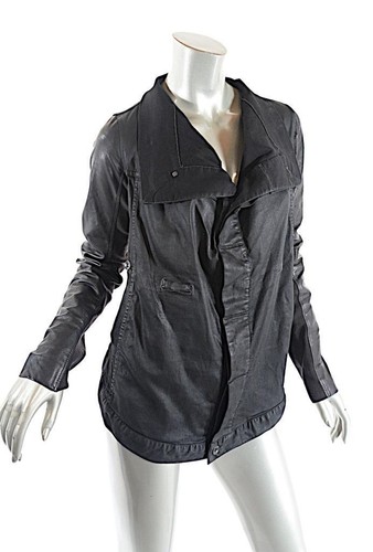 Giacca in denim RICK OWENS DRKSHDW nero misto cotone pelle imbuto taglia M