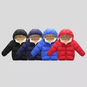 Winter Hooded Jacket Christmas Coat Hooded Zipped Jacket For 2-6T Kids Toddlers - Picture 1 of 19