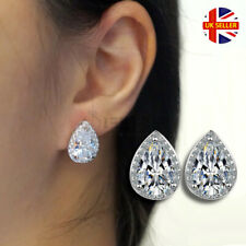 925 Sterling Silver Crystal Water Drop Pendant Cubic Zirconia Ear Stud Earrings