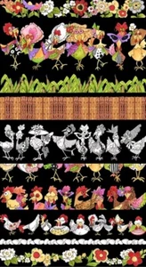 Loralie Designs - Chicken Strips - Black Quilting and Crafting Fabric - Picture 1 of 2