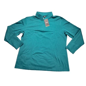 TACVASEN Women's Half Zip up Long Sleeve Sweatshirt Teal 2XL - Picture 1 of 7
