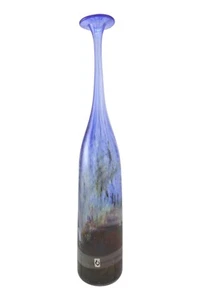 ISLE of WIGHT Glass Michael Harris Rare BLUE AURENE Attenuated Bottle 18 3/8" - Picture 1 of 6