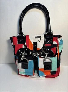 Vtg Roxy Multicolor Shoulder Bag/Hand Bag Boho/Hippie/Artistic Vinyl Straps - Picture 1 of 18