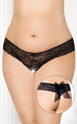 SoftLine Plus Size Damen Ouvert String 2436 Tanga Schritt Pofrei Schwarz XL 3XL - Bild 1 von 2