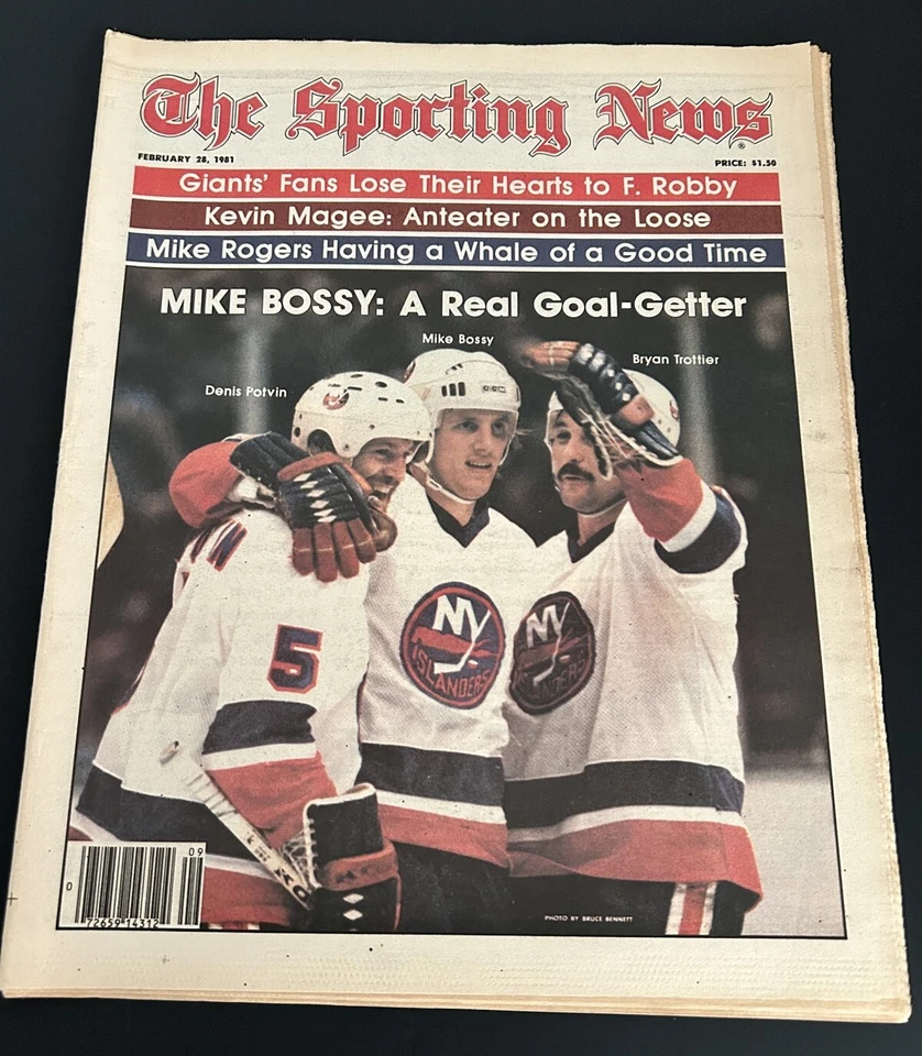 1981 Sporting News New York Islanders Denis Potvin Mike BOSSY Bryan Trottier N/L Foto 1 de 1