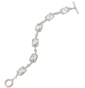 Pulsera CAROLEE New York Cristal Transparente Tono Plateado Flexible Palanca $75 Nueva con Etiquetas - Imagen 1 de 2