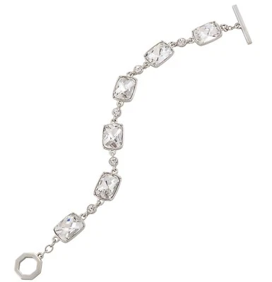 Nuevo brazalete CAROLEE Flex Toggle en cristal transparente/tono plateado $75 Foto 1 de 2