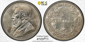 SÜDAFRIKA SILBER 1 SCHILLING UNC MÜNZE 1897 JAHR KM#5 PCGS GRADING MS61 - Bild 1 von 1