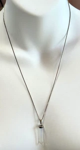 Collana con ciondolo punto cristallo argento 925 Italia vintage lunga 20" - Foto 1 di 3