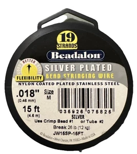 Beadalon Nylon Recubierto Plateado Cuentas Cuerdas Alambre - 19 Hilos .018" - Imagen 1 de 3