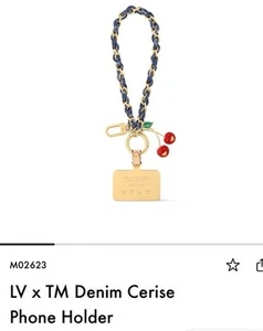 NEW Louis Vuitton x Takashi Murakami Phone Charm Monogram Denim Cherry M02623 - Zdjęcie 1 z 13