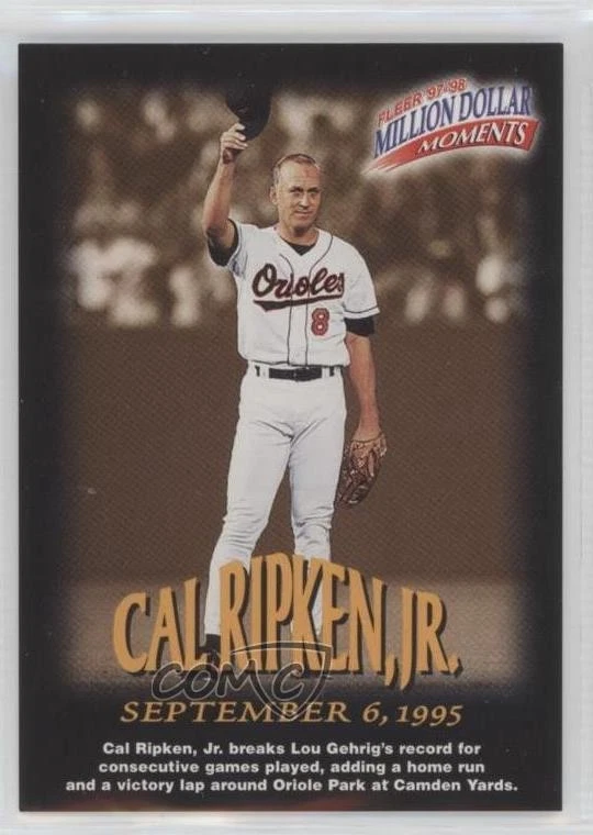 1997-98 Fleer Million Dollar Moments Redemption Back Cal Ripken Jr #8 HOF - Image 1 of 2