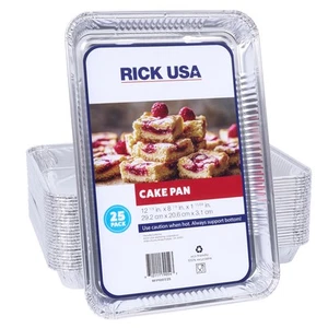 RICK USA 12x8" Cake Pan – 25 Pack Disposable Aluminum Foil for Baking & Cooking - Picture 1 of 7